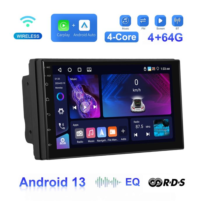 Rádio 2din Android 13 7 polegadas 4/64GB Carplay WiFi GPS BT NOVO