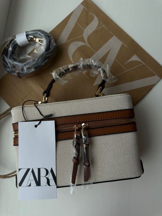 Трендова маленька світла текстильна сумочка Зара Zara
