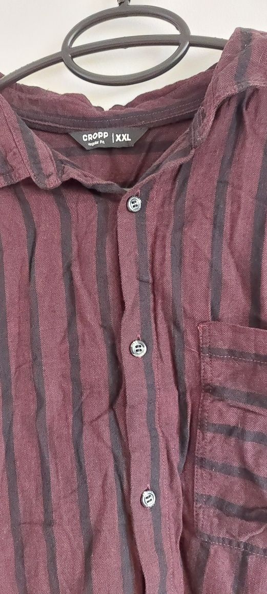 Bordowa koszula w paski Cropp Regular Fit XXL