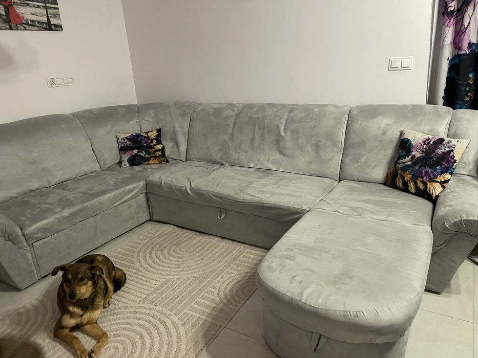 Duzy naronik kanapa szara rozkladana