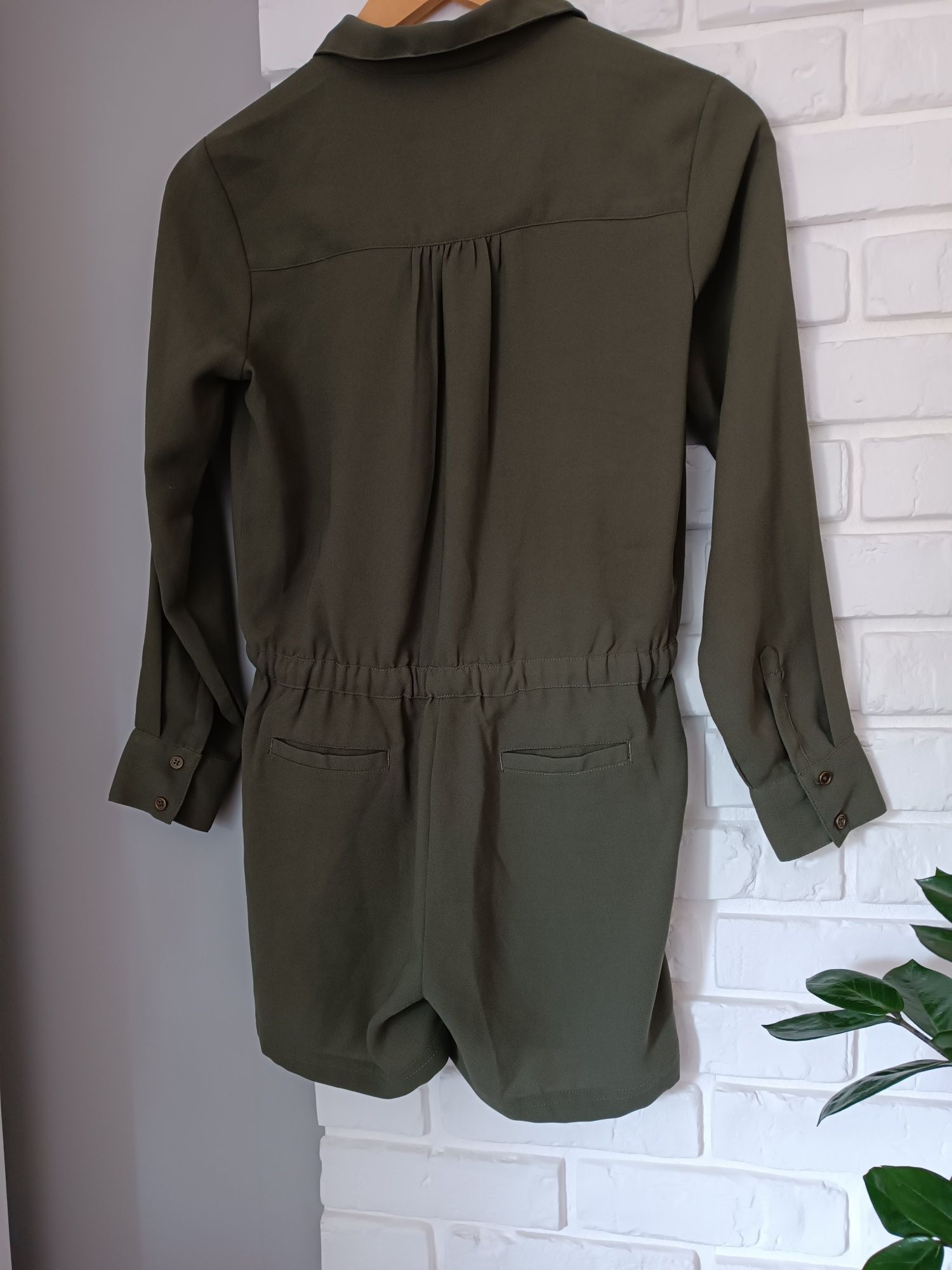 Kombinezon damski 34XS 36S khaki NEXT szorty bluzka elegancki