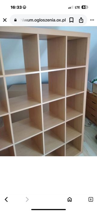 Regał ikea Kalax półki sosnowe jasne 182x182