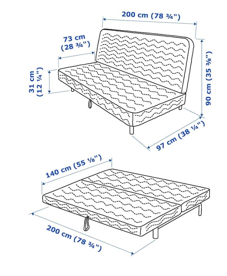 Sofá cama Dobrável IKEA Nyhamn Azul