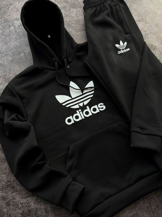 Костюм чоловічий теплий на флісі штани і худі Аді 2 кольори сірий/чорн