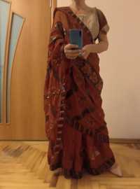 Изумительное сари с вышивкой, комплект, индийский наряд
