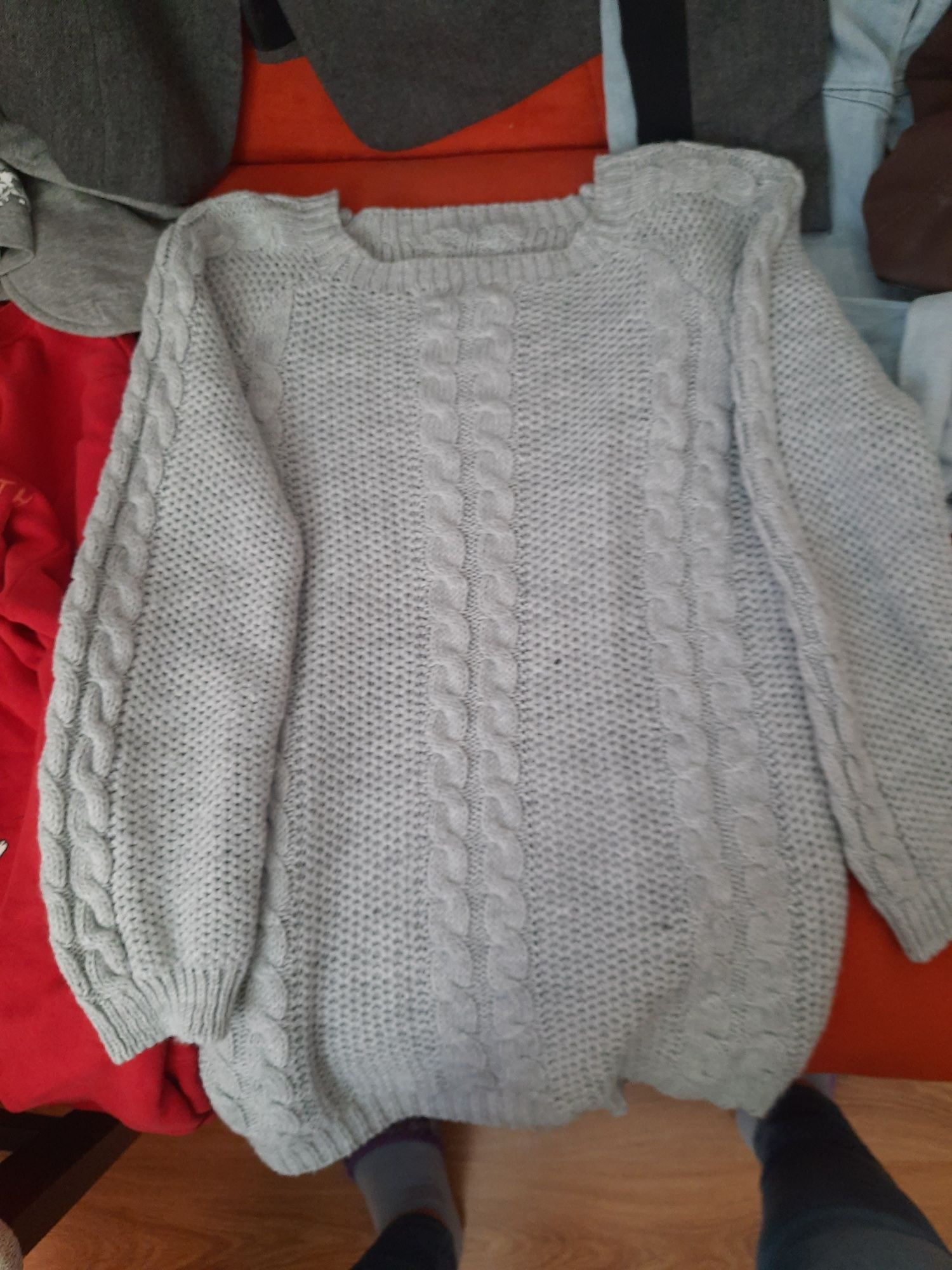 Żakiet sweter spodnie torebka czółenka czerwone