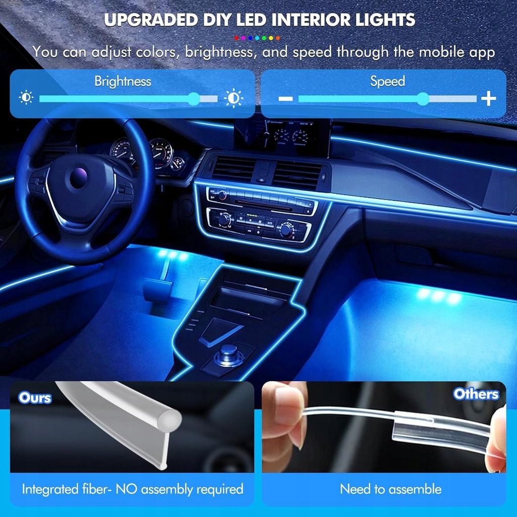 Oświetlenie Wnętrza Samochodu Neonowa Listwa LED RGB 12V