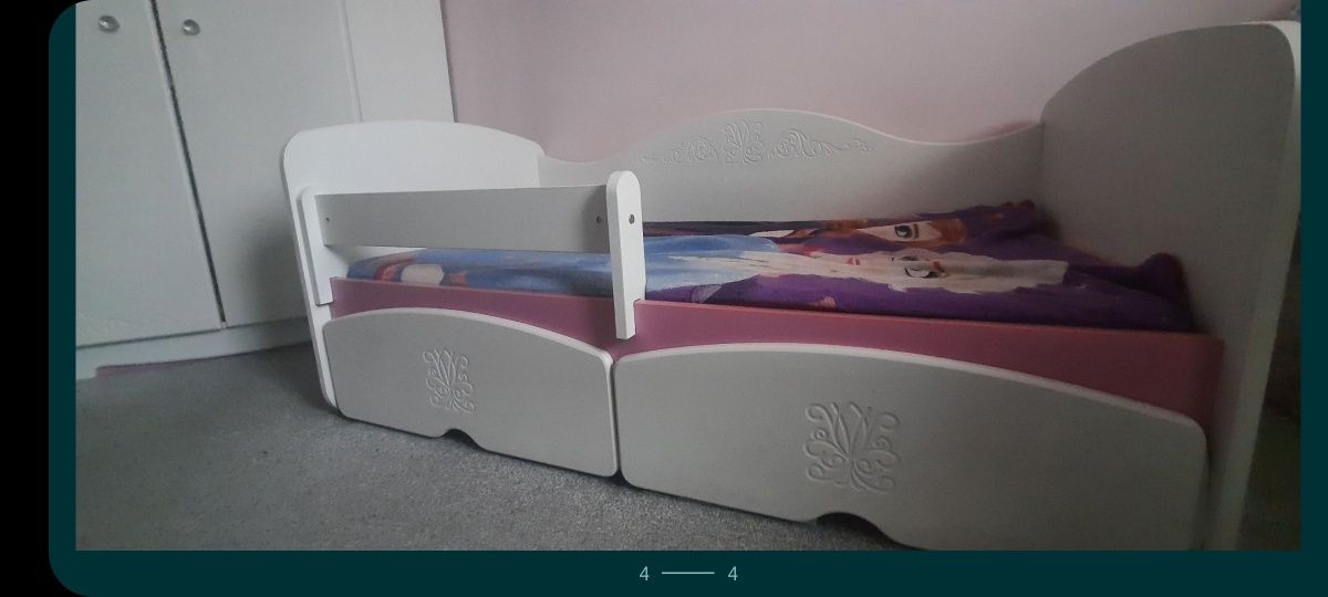 Łóżko dziecięce MDF 140x70, materac, osłonka
