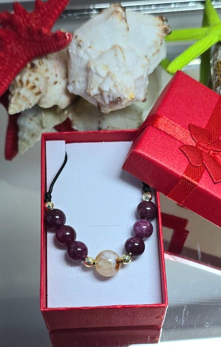 Bransoletka kamienie naturalne Granat  8 mm Cytryn 10 mm dzień Mamy