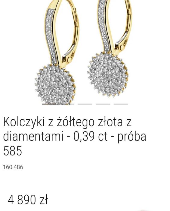 Piękne złote kolczyki z diamentami Apart 585 0,39ct.