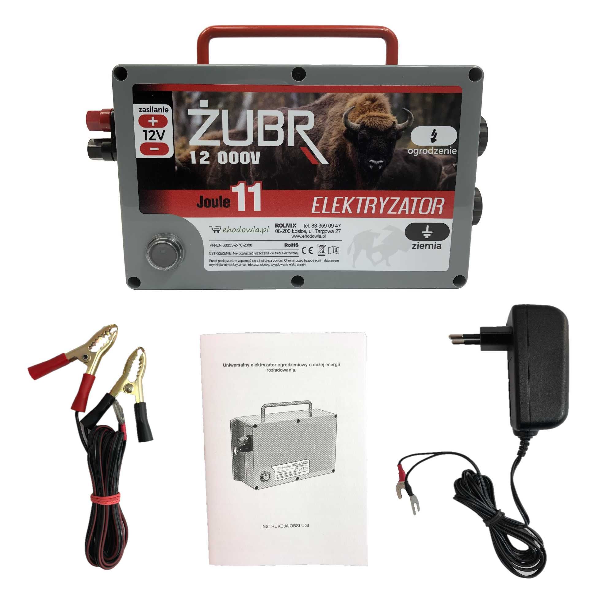 Gotowy Zestaw Komplet do Ogrodzenia 1000m Elektryzator Żubr 11J
