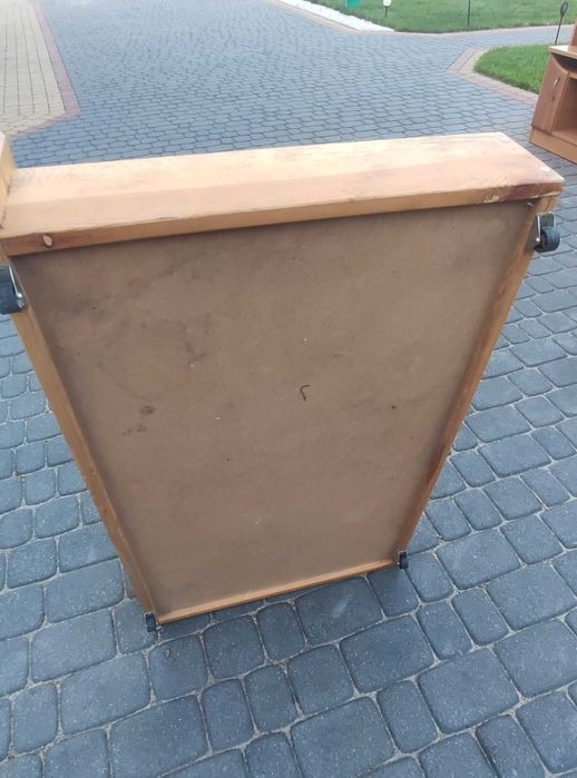 Szuflada/ pojemnik pod łóżko na pościel, drewniana, na kółkach,