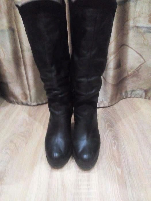 Зимние кожаные сапоги