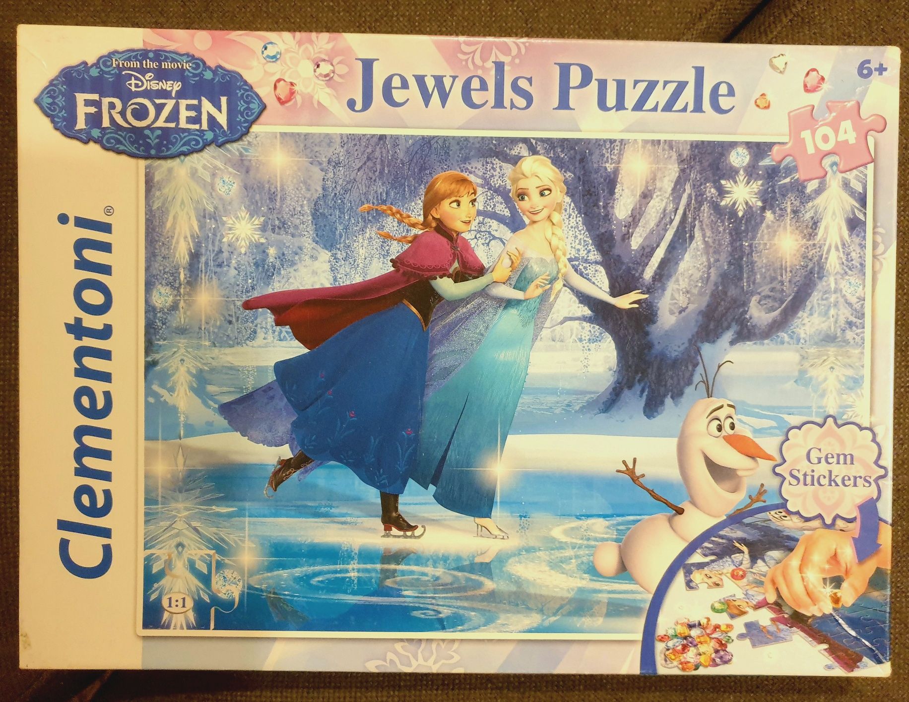 Puzzle z kryształkami Kraina Lodu Elza i Anna Clementoni 104 el