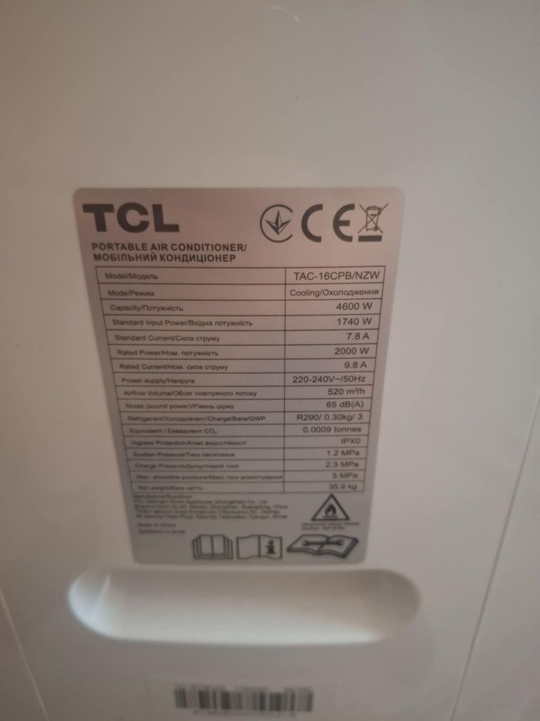 Klimatyzator przenoMam na sprzedaż nowy  Klimatyzator przenośny TCL 4,