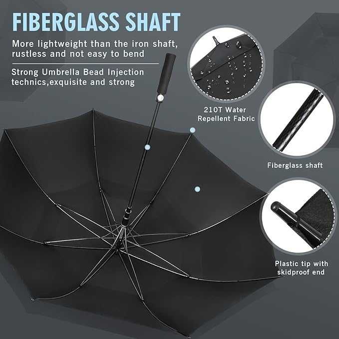 ZOMAKE Automatyczny otwierany duży parasol golfowy Czarny