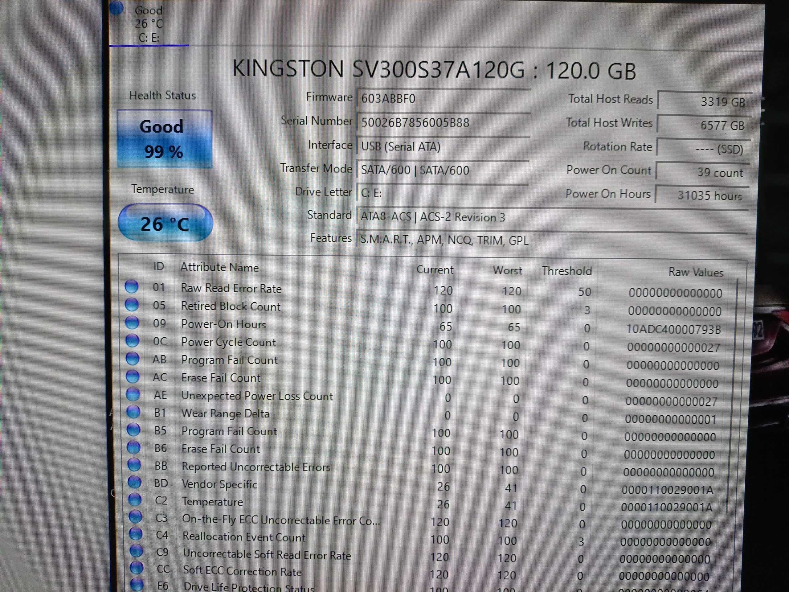 120Gb SSD  2.5" Kingston SATA III  MLC