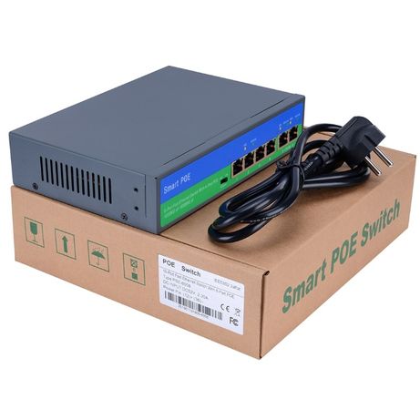 Switch PoE Ethernet com 4 + 2 portas 10/100 MBPS » IEEE 802.3 48V