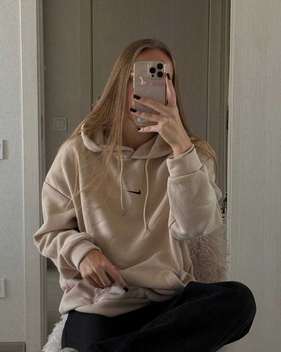 Женская худи Nike на флисе Кофта с капюшоном 42-46 S-M Универсал Зимня