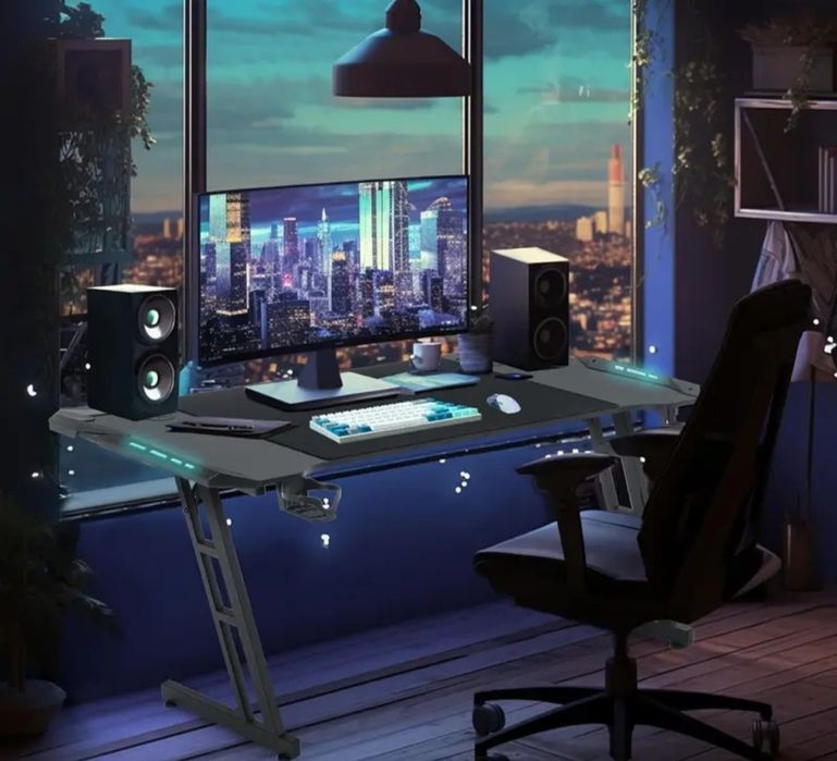 Biurko gamingowe 140 cm + oświetlenie RGB