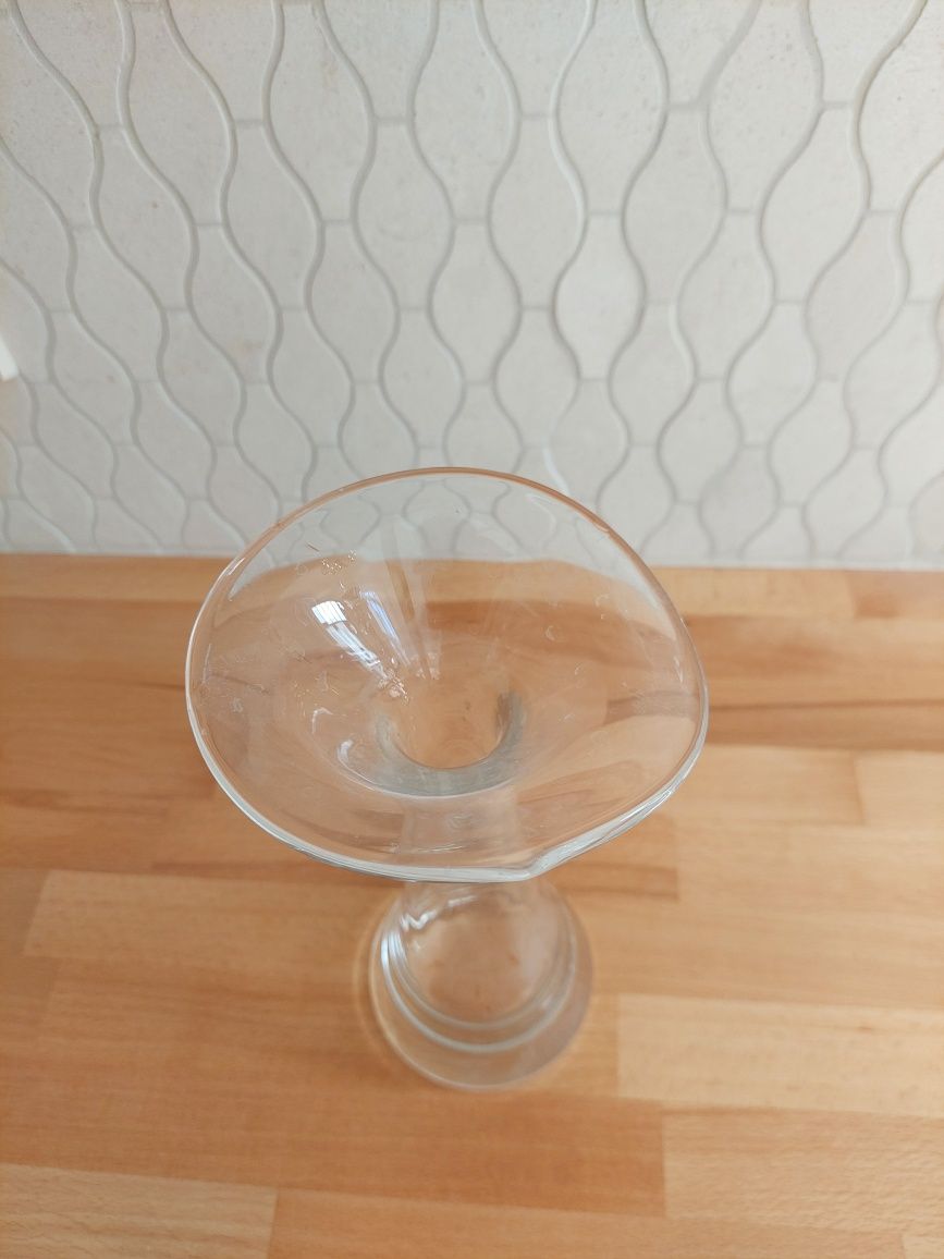 Wazon przeźroczysty flakon spłaczony szklany wysokość 25cm