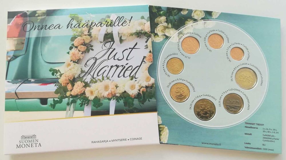 Set Conjunto Euro - Finlândia 2021 BNC 1ct até 2 euro .