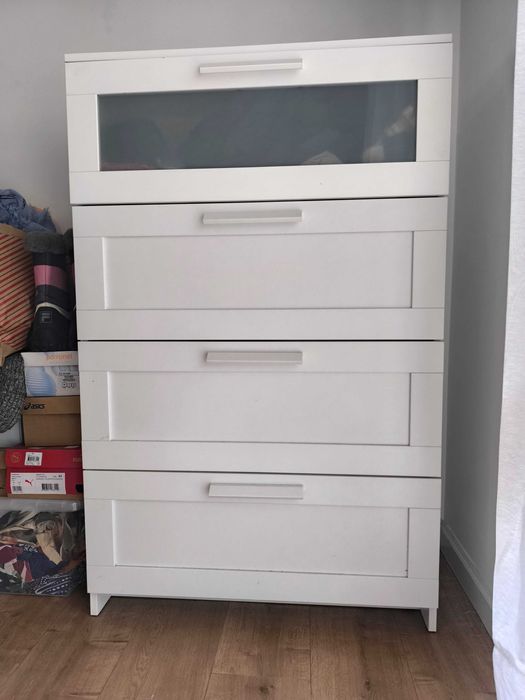 Cómoda c4 gavetas, branco vidro fosco, 78x124 cm BRIMNES - IKEA