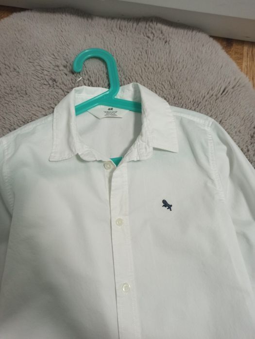 Koszula H&M 128 biała, klasyczna, bawełniana.