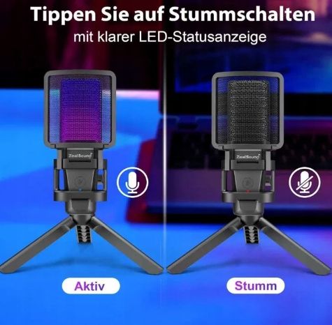 Zealsound Mikrofon gamingowy USB PC, do streamingu podcast Studio OPIS