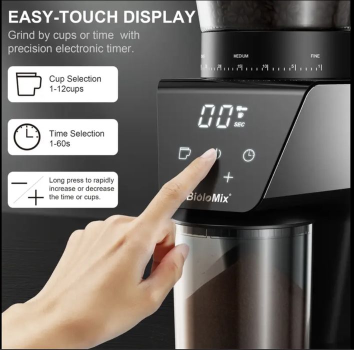 Biolomix Електрична кавомолка з цифровим таймером