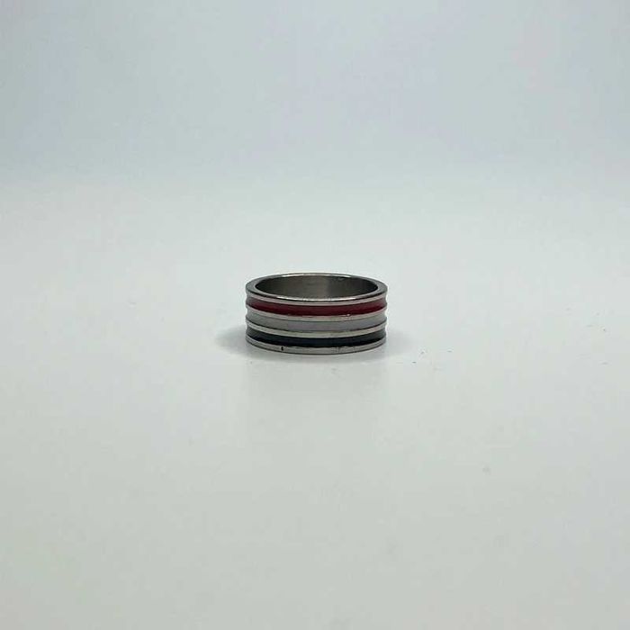 Sygnet pierścionek obrączka ring paski srebrny wielokolorowy