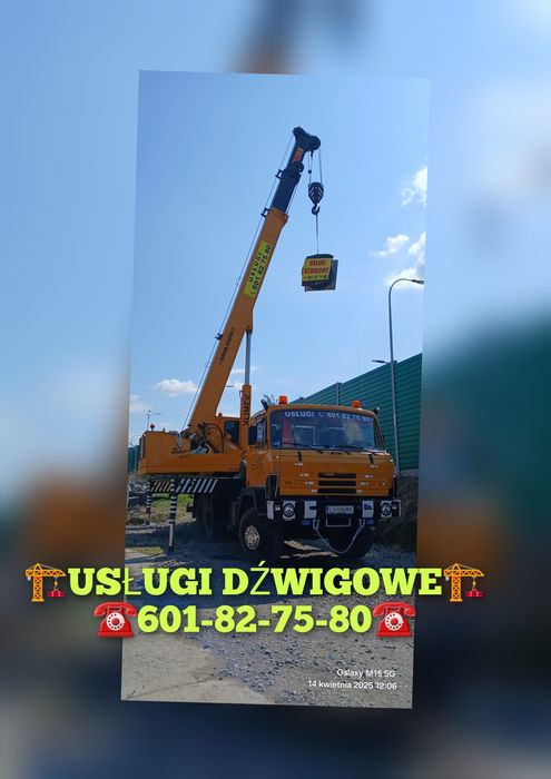USŁUGI DŹWIGOWE - DŹWIG, ŻURAW - 20 ton. TANIO i solidnie. 21m wysięgu
