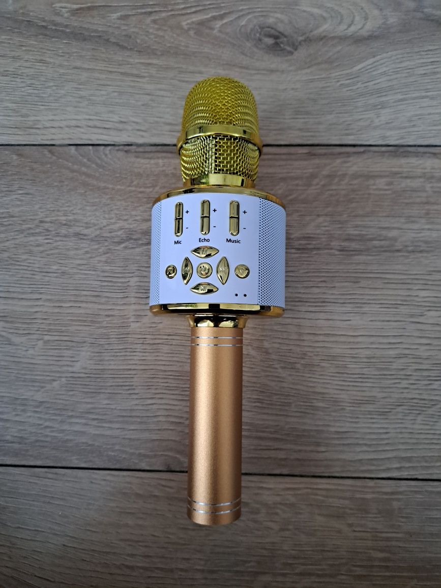 Mikrofon do karaoke Bluetooth Ankuka z funkcją nagrywania złoty
