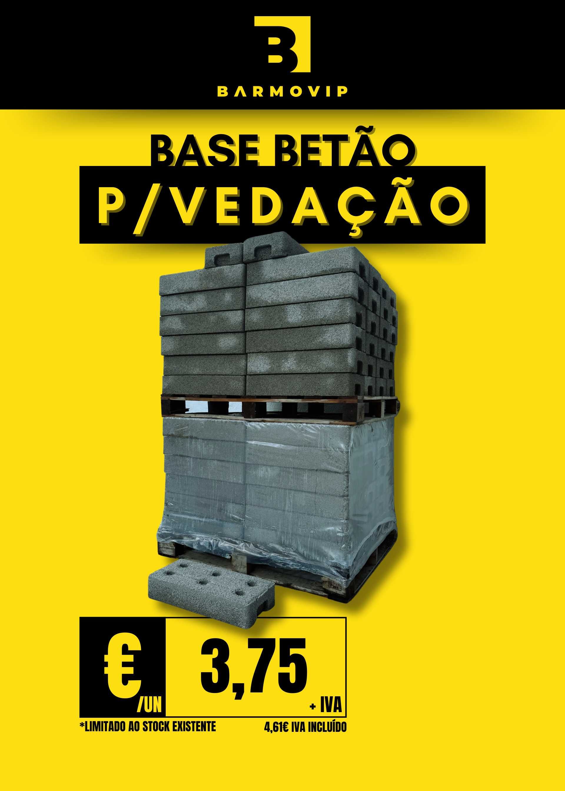 Base de betão para vedação