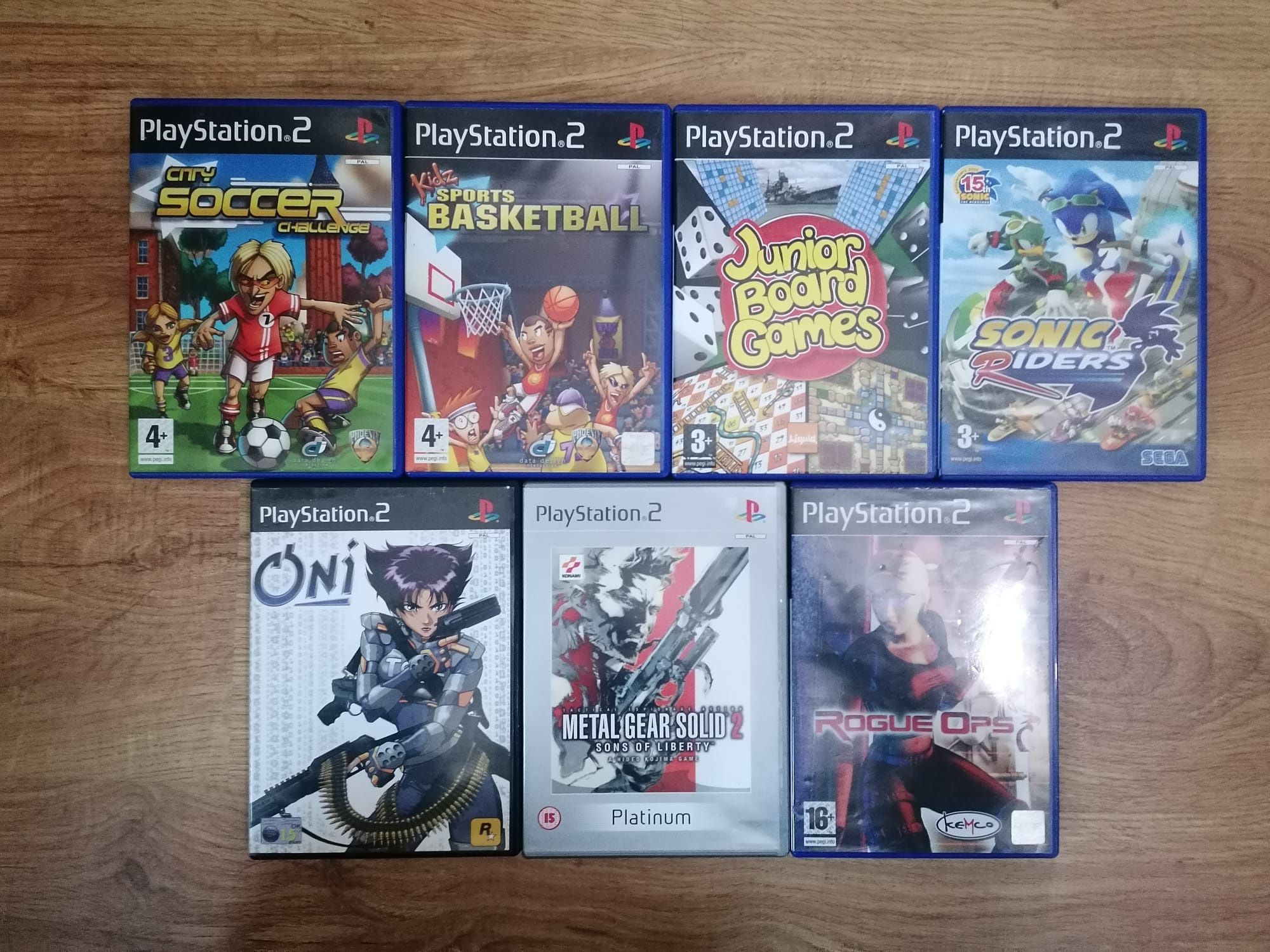 Jogos PS2 - Metal Gear, Sonic Riders, City Soccer, Kidz Sports Basket