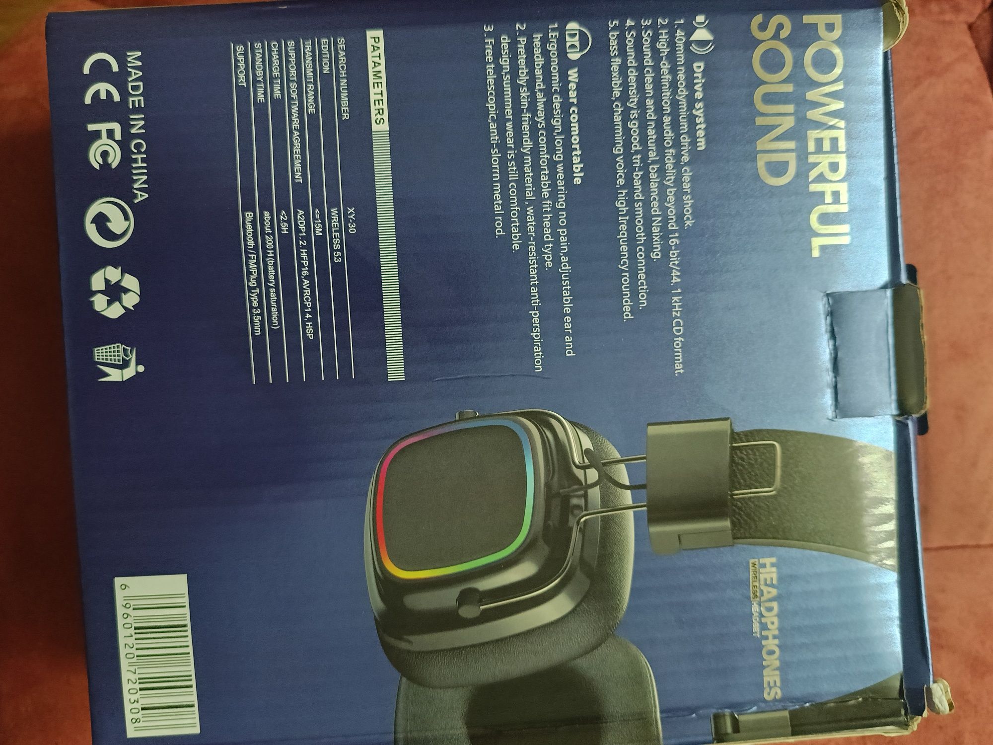 Бездротові навушники Powerful Sound XY-30 Чорні, з підсвіткою,