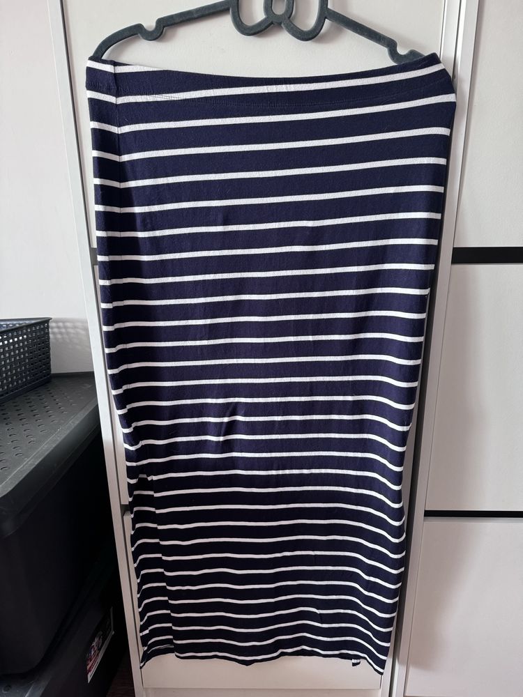 Marynarska spódnica maxi długa w paski XL