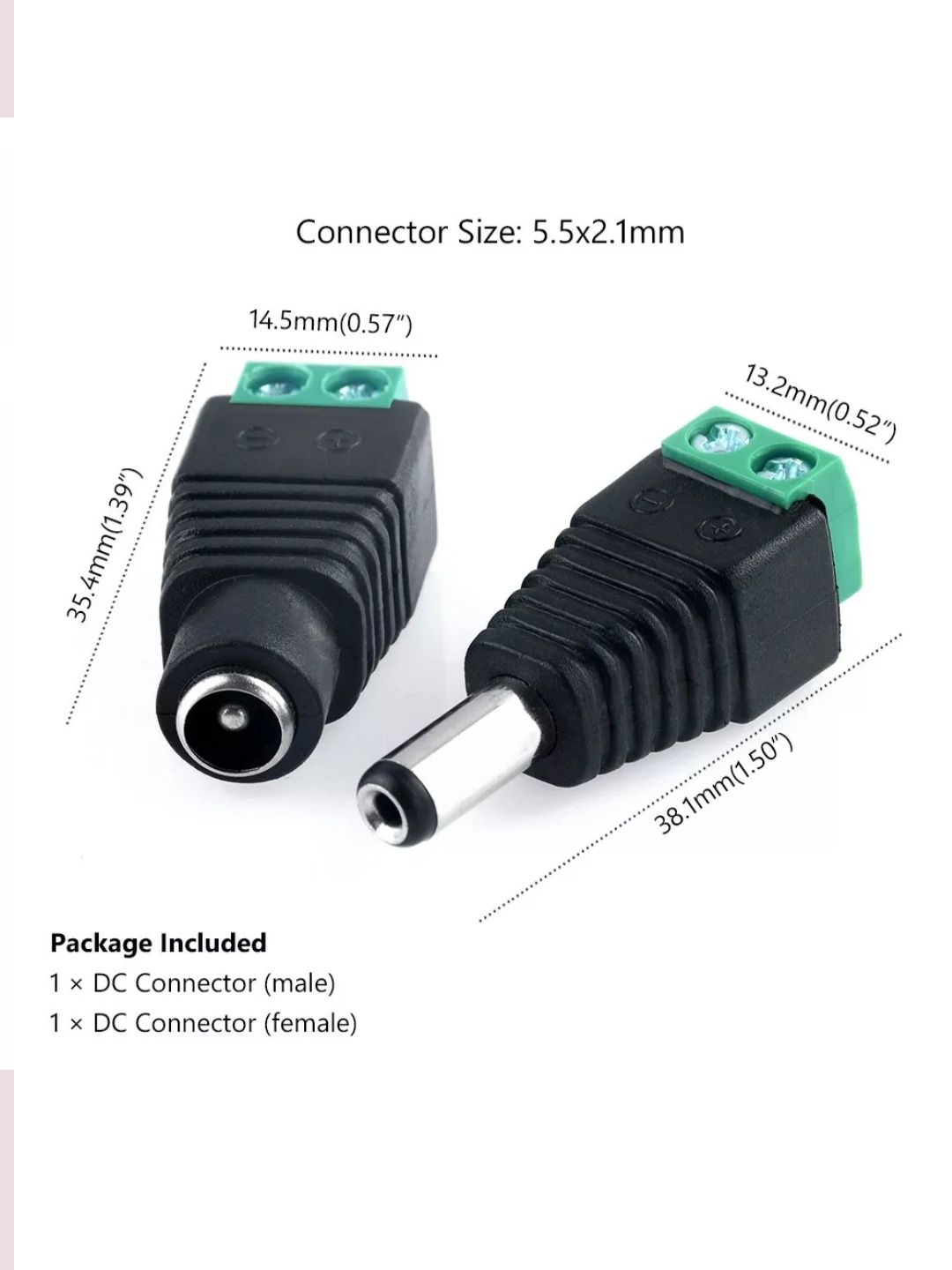 Pack 2 Conector DC macho fêmea