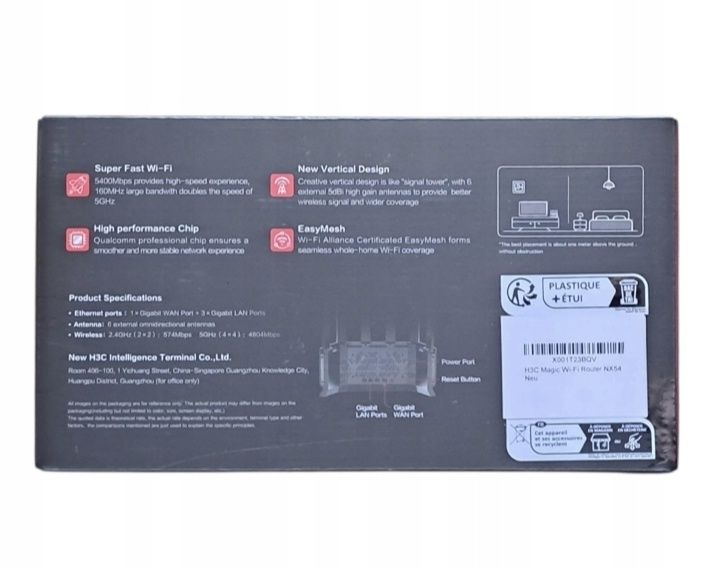 Router H3C Magic NX54 4804Mbps 5GHz 574Mbps 2.4GHz LAN zasięg 100-150m