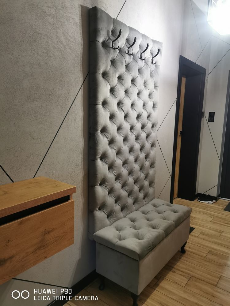 Ławka, ławeczka, puf, skrzynia, panel tapicerowany z wieszakami