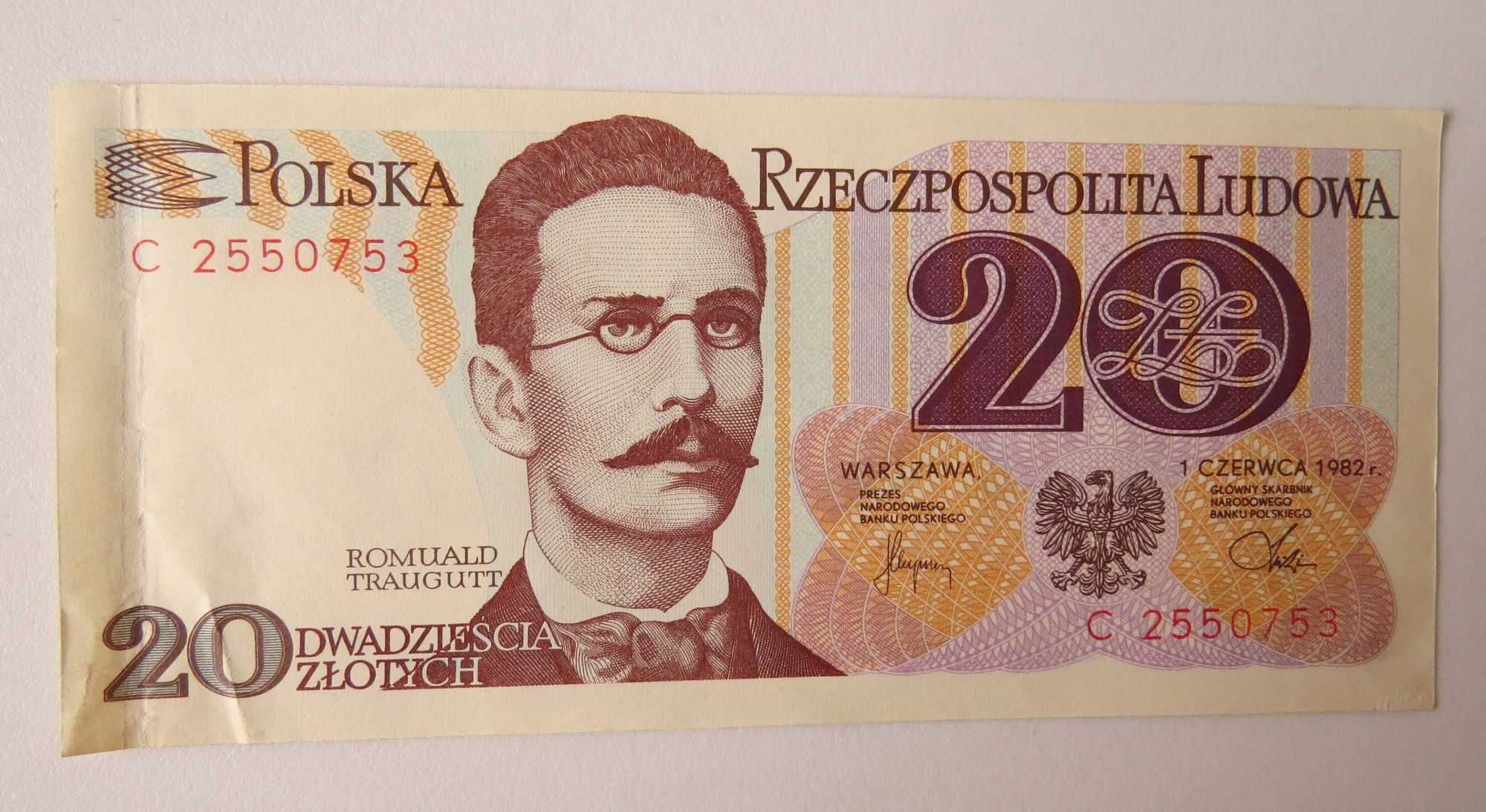 banknot 20 zł 1982 r. Romuald Traugutt