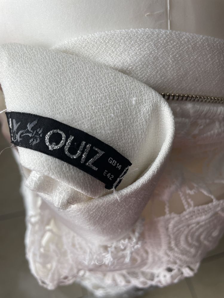 Spódnica ołówkowa koronkowa biała Quiz r 42 M/L elegancka midi
