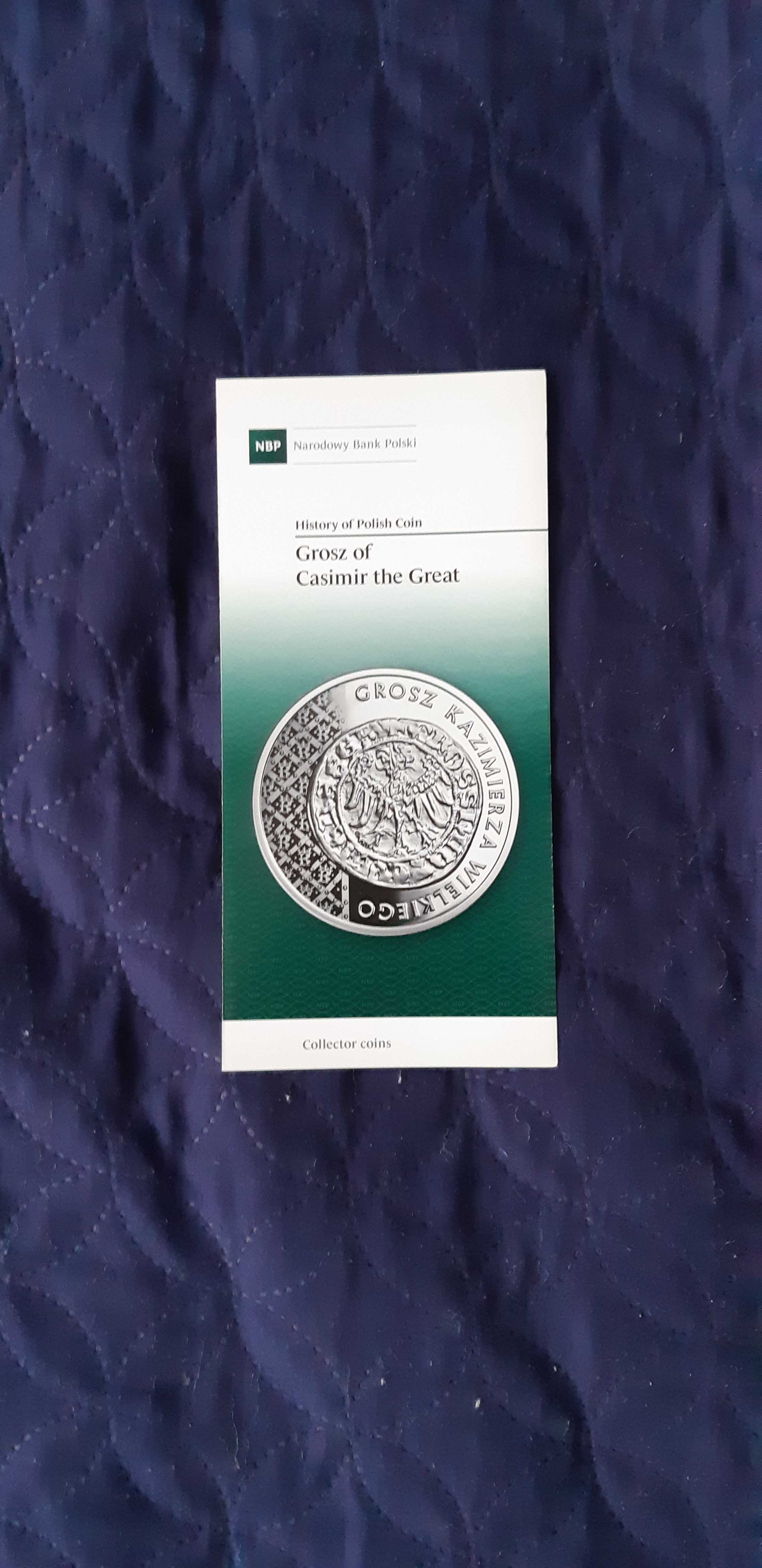 folder do monety Grosz Kazimierza Wielkiego z 2015 r - wersja ang