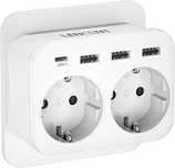 Tomada dupla 4000W, 6 em 1, 2 tomadas , 3 USB e 1 USB C