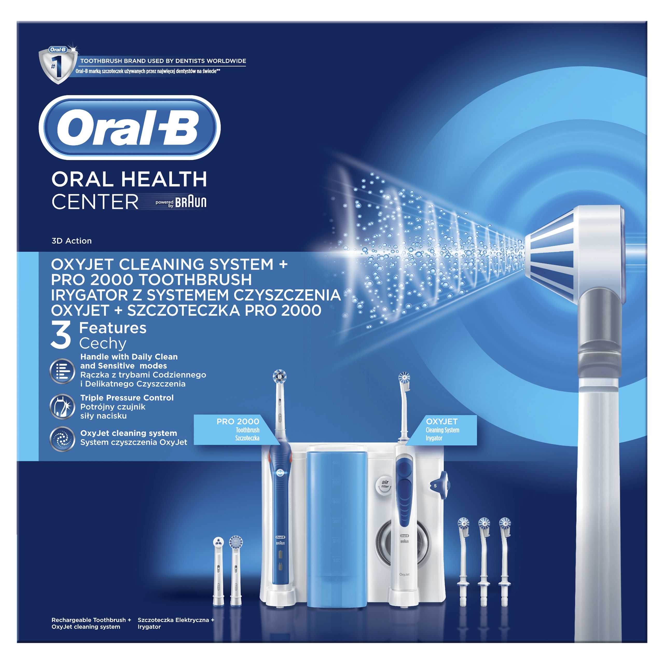 szczoteczka elektryczna oral-b i irygator oxyjet pro 2000 + końcówki