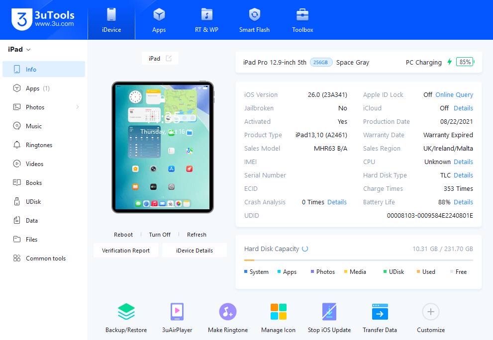 iPad Pro 12.9 gen 5 M1 256gb