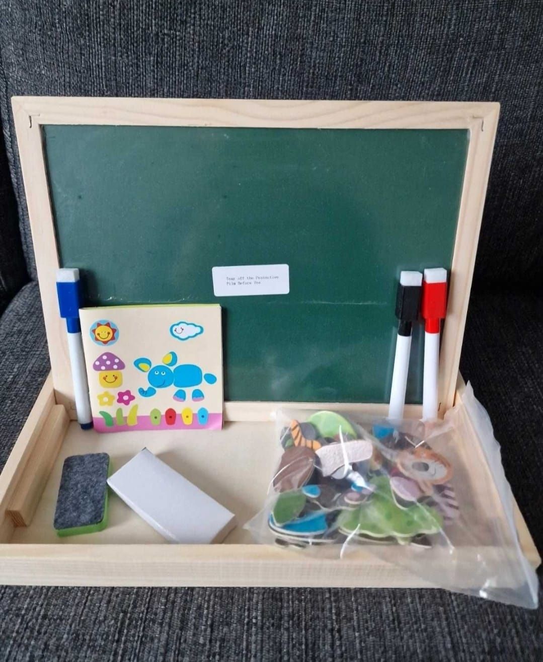 Tablica magnetyczna edukacyjna dla dzieci drewniana dwustronna