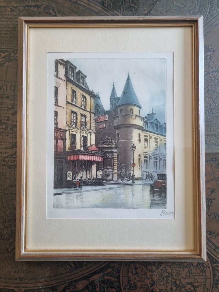 Litografia "ulice Paryża"-Marcel Julien Baron 1872-56