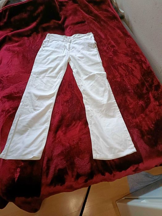 Białe spodnie Vintage Bawełna 38