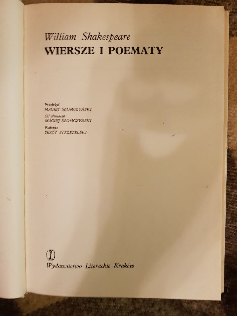 William Shakespeare Wiersze i poematy WL Kraków 1977